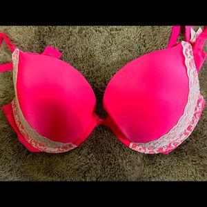 Victoria Secret Push Up Bra Hot Pink with lace